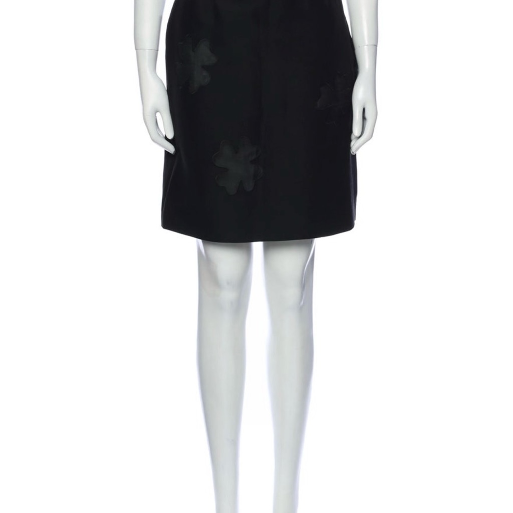 Alberta Ferretti 100% Silk Rare Clover Applique Skirt / Vintage Designer